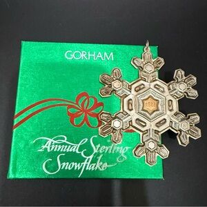 1988 GORHAM Sterling Silver Gold Filled Year Mark Snowflake Christmas Ornament